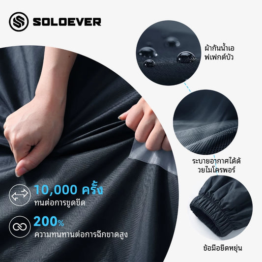Soloever 2‑Piece Rain Suit, 100% Waterproof Rain Jacket & Rain Pants Set with Adjustable Hood for Motorcycle Cycling Outdoor for Men Women