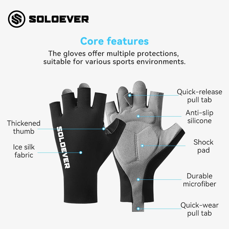 SOLOEVER Cycling Gloves, Impact-Reducing Gel Gloves, Fitness Gloves with Wrist Support, for Outdoor Sports, Cycling and Fitness