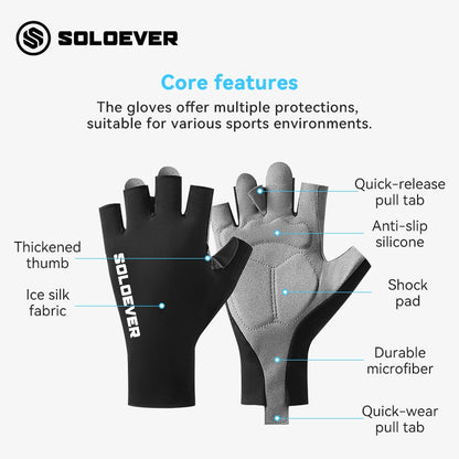 SOLOEVER Cycling Gloves, Impact-Reducing Gel Gloves, Fitness Gloves with Wrist Support, for Outdoor Sports, Cycling and Fitness