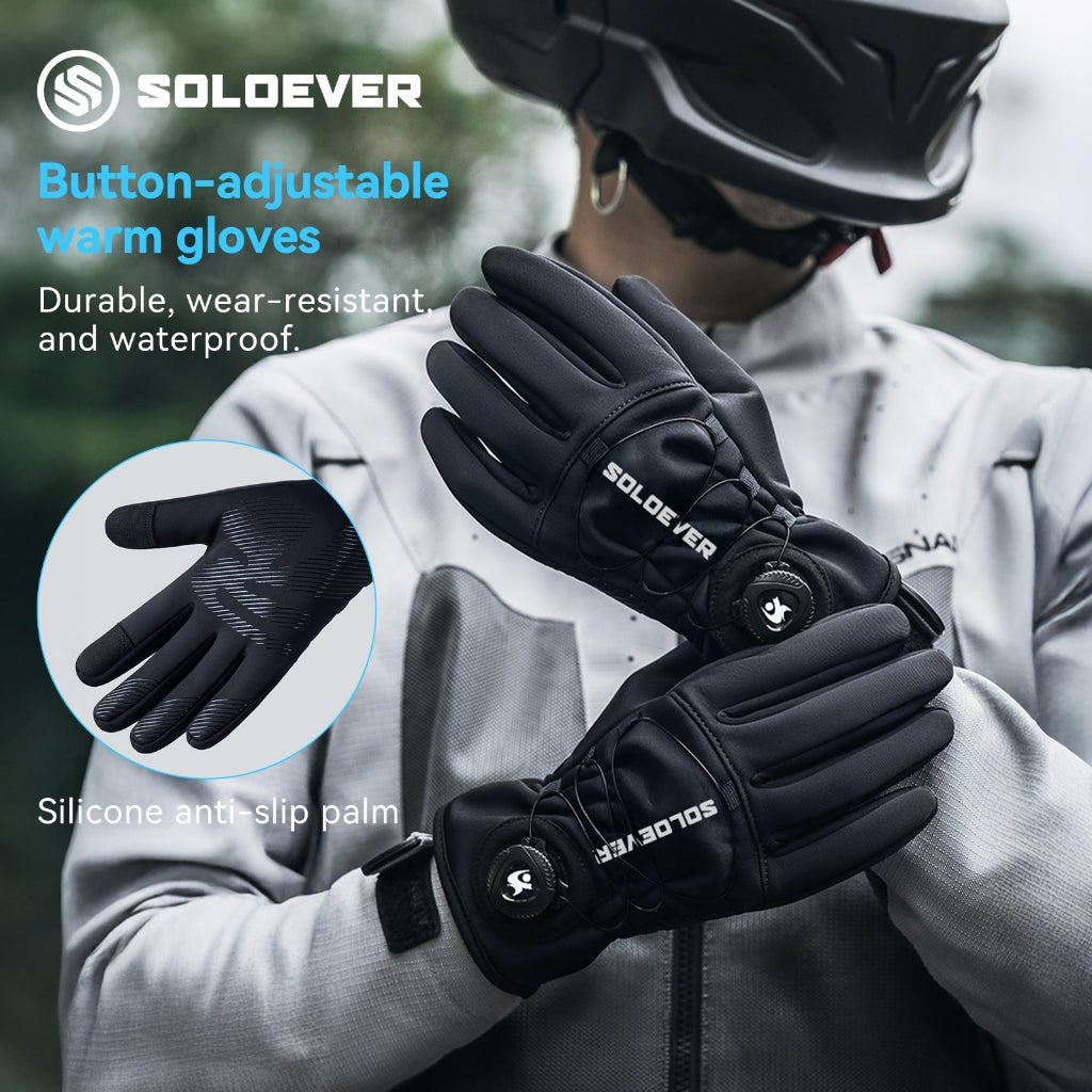 SOLOEVER Motorcycle Gloves, Cycling Gloves, with dial control, anti-slip, waterproof, breathable