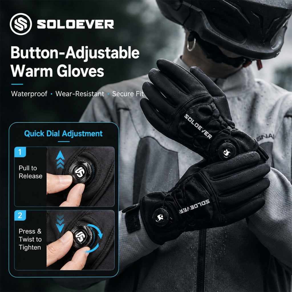 SOLOEVER Motorcycle Gloves, Cycling Gloves, with dial control, anti-slip, waterproof, breathable