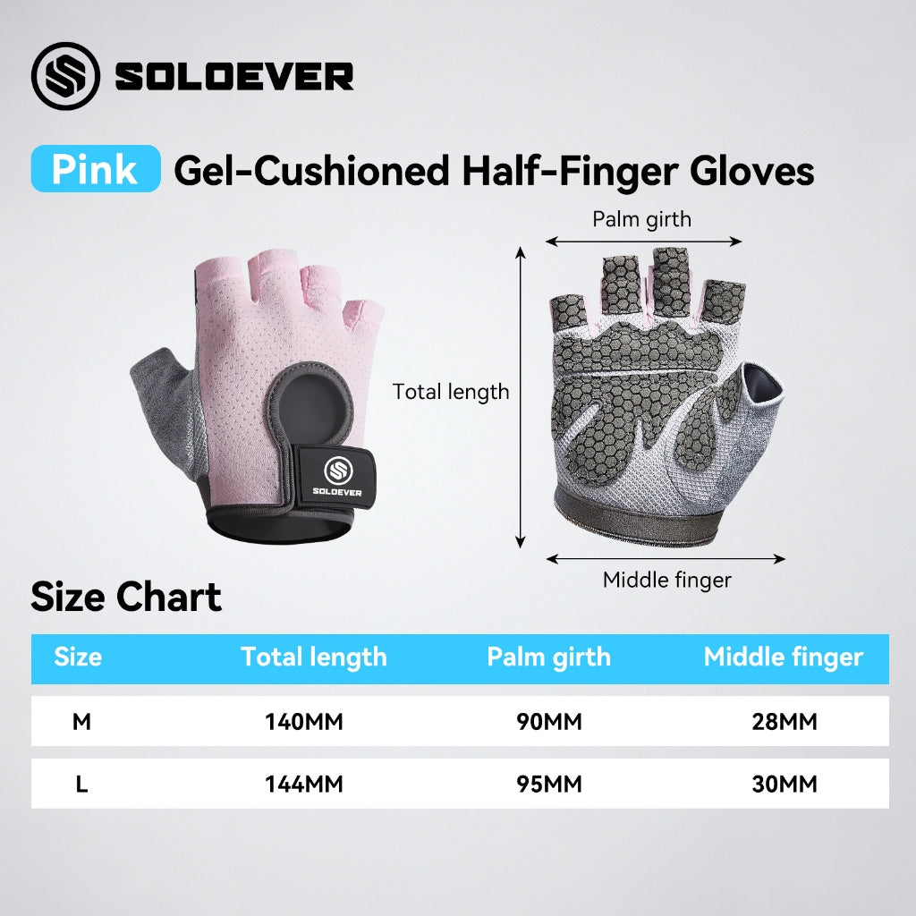 SOLOEVER Half-Finger Dumbbell Gloves, breathable, suitable for fitness, yoga, cycling, weightlifting, and sports