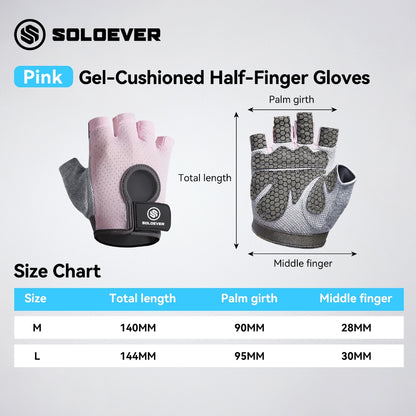 SOLOEVER Half-Finger Dumbbell Gloves, breathable, suitable for fitness, yoga, cycling, weightlifting, and sports