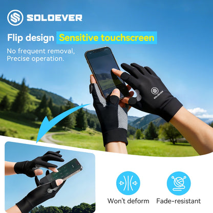 SOLOEVER Cycling Gloves, Half-finger Motorcycle Gloves, Sun Protection, UV Protection UPF50+