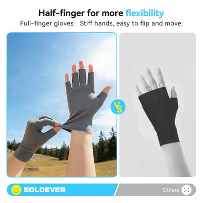 SOLOEVER Half-Finger Gloves for Cycling, Sun Protection, and Anti-Slip, suitable for outdoor activities, sweat-wicking and breathable.