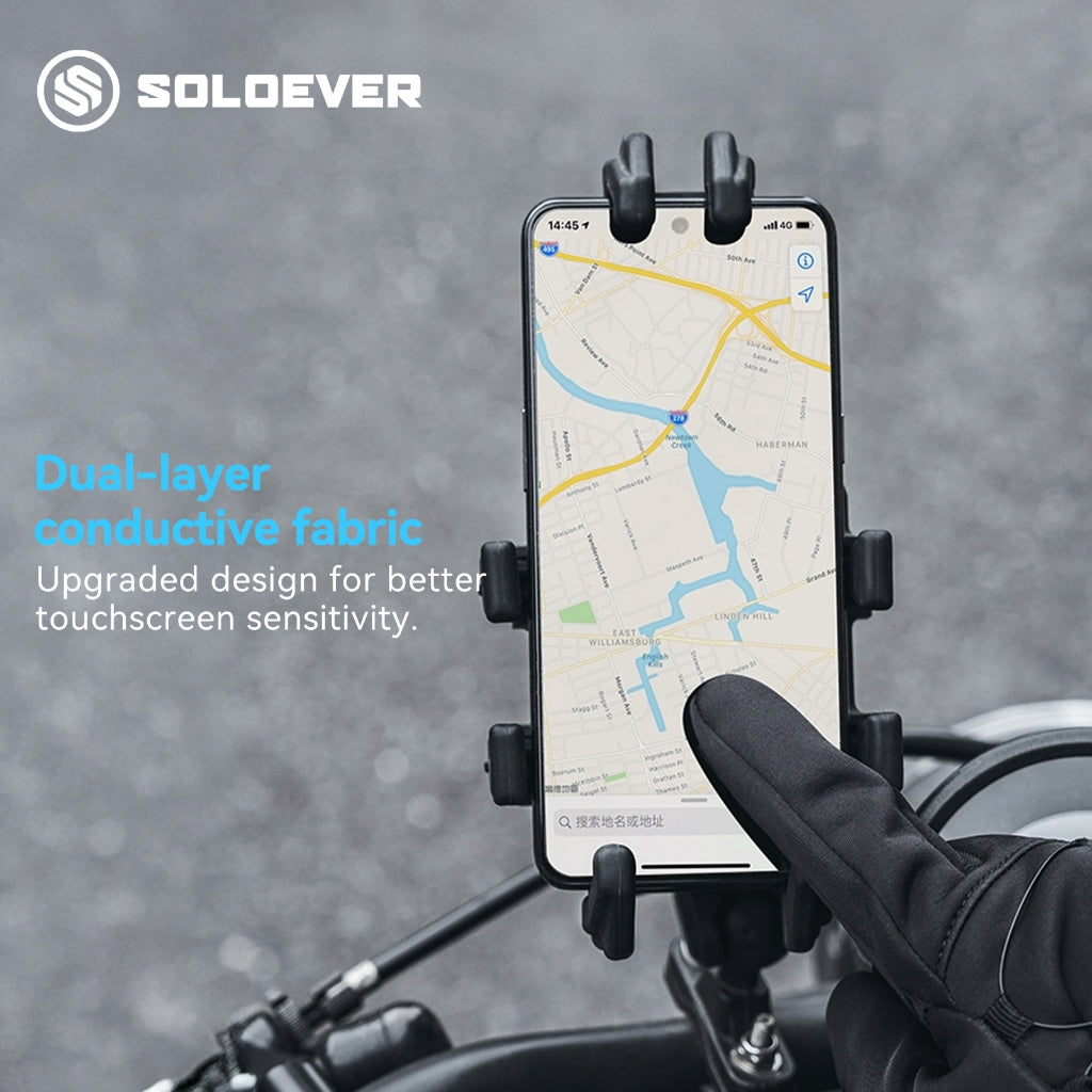 SOLOEVER Motorcycle Gloves, Cycling Gloves, with dial control, anti-slip, waterproof, breathable