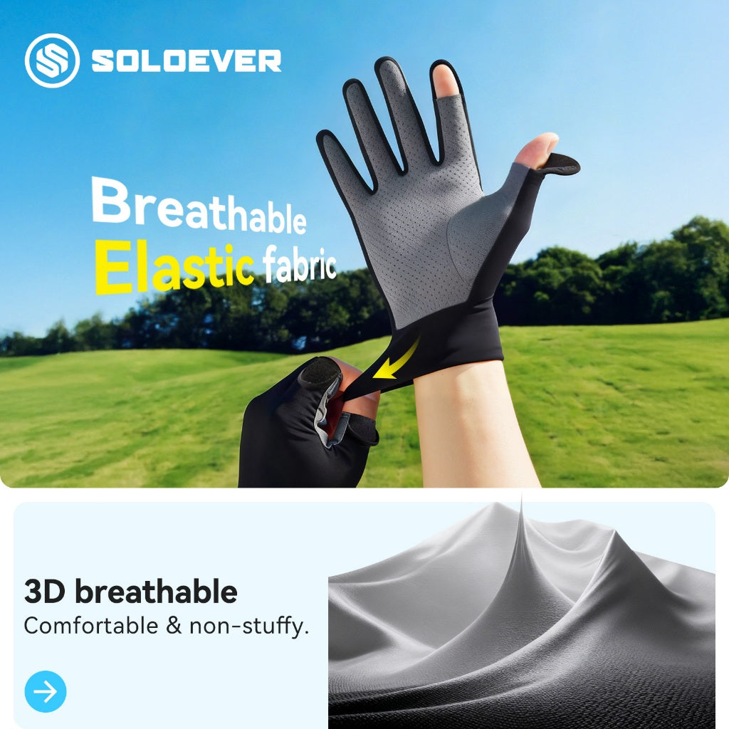 SOLOEVER Cycling Gloves, Half-finger Motorcycle Gloves, Sun Protection, UV Protection UPF50+
