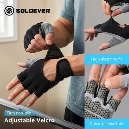 SOLOEVER Half-Finger Dumbbell Gloves, breathable, suitable for fitness, yoga, cycling, weightlifting, and sports