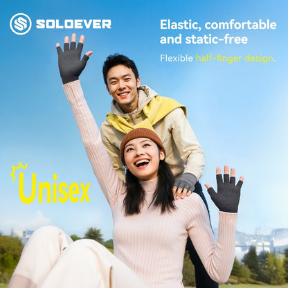 SOLOEVER Half-Finger Gloves for Cycling, Sun Protection, and Anti-Slip, suitable for outdoor activities, sweat-wicking and breathable.