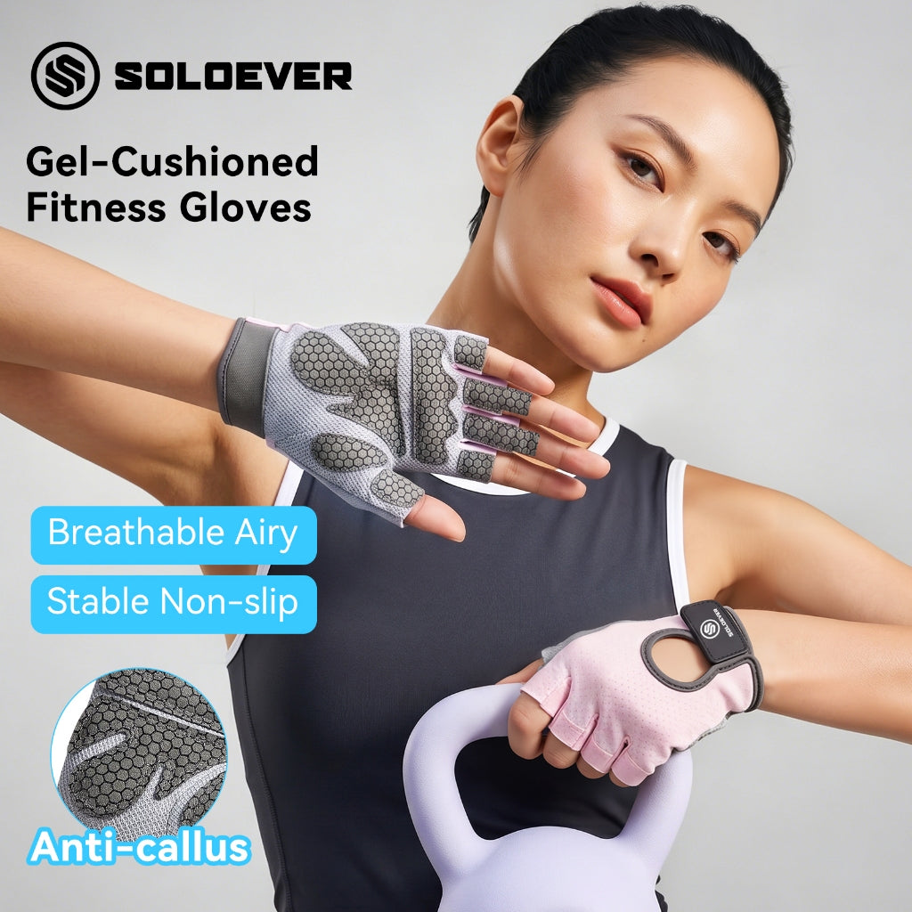 SOLOEVER Half-Finger Dumbbell Gloves, breathable, suitable for fitness, yoga, cycling, weightlifting, and sports