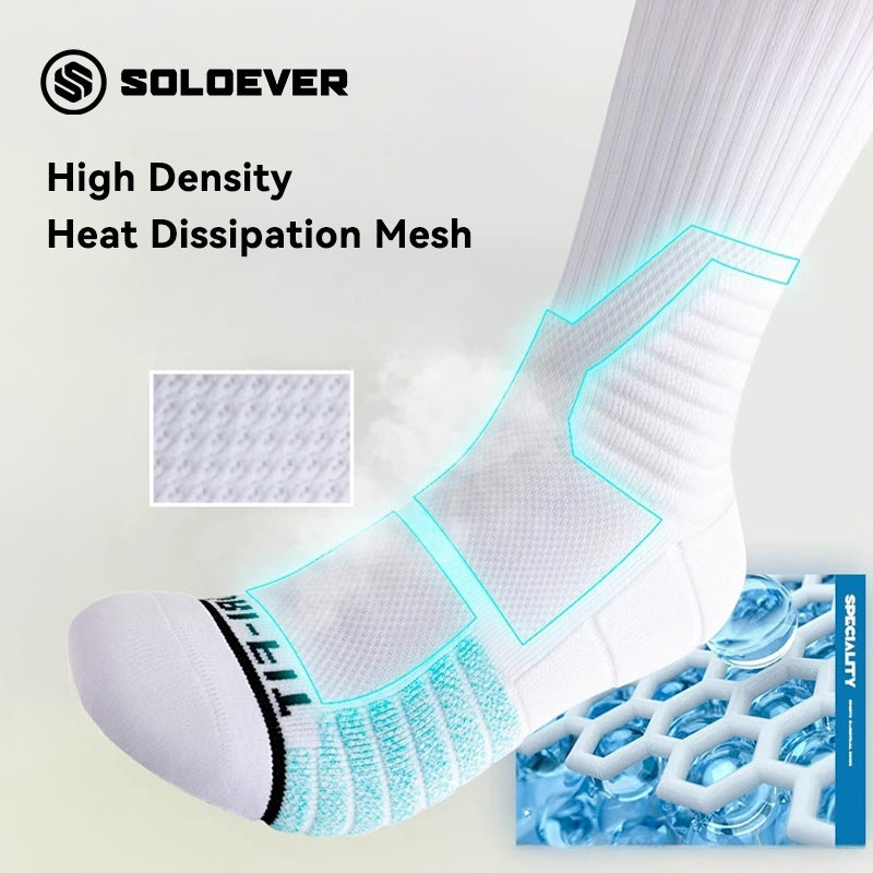 SOLOEVER long canvas athletic socks for men and women, ideal for running and exercise. They are non-slip, soft, comfortable, breathable