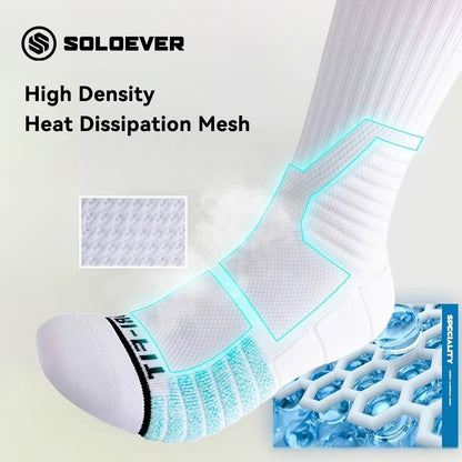 SOLOEVER long canvas athletic socks for men and women, ideal for running and exercise. They are non-slip, soft, comfortable, breathable