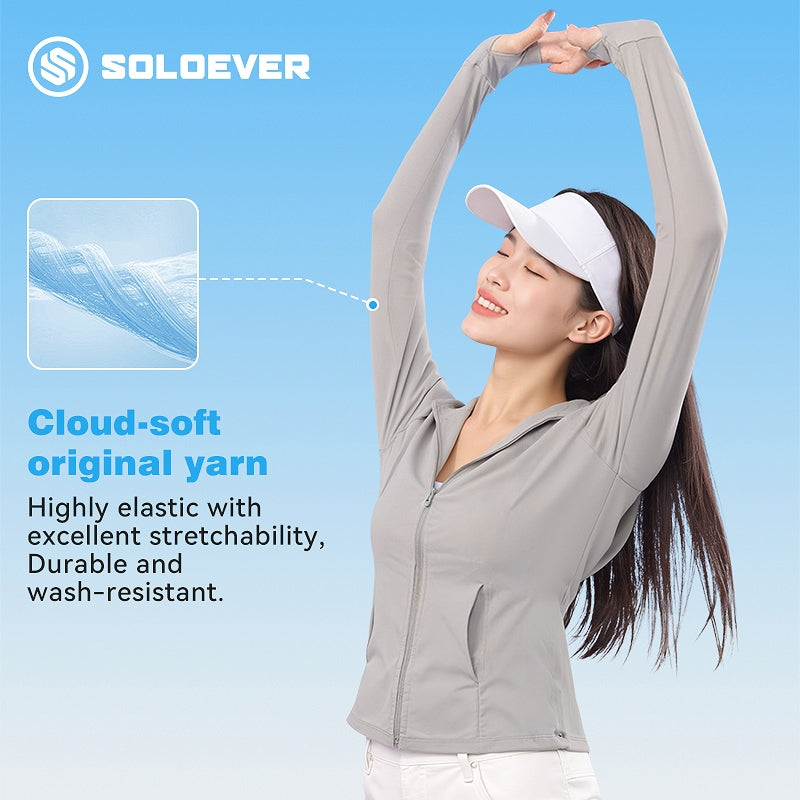 SOLOEVER UPF50+ sun protection clothing is cool, comfortable, lightweight, breathable, and protects against UV rays