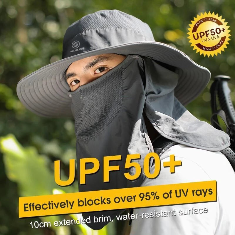 Soloever Wide Brim Sun Hat, 360° UPF50+ Foldable Outdoor Hat for Hiking, Fishing, Surfing
