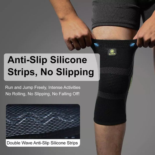 Soloever Knee Brace, Sports Knee Support with Side Spring Stabilizers for Basketball Running Joint Pain Relief for Men Women