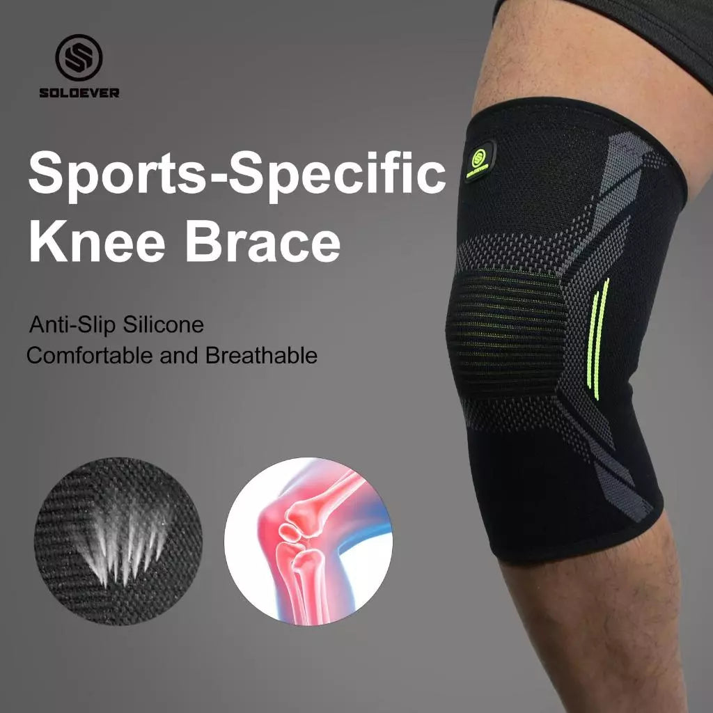 Soloever Knee Brace, Sports Knee Support with Side Spring Stabilizers for Basketball Running Joint Pain Relief for Men Women