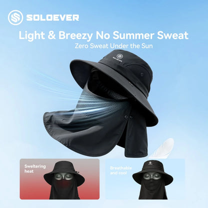 Soloever Wide Brim Sun Hat, 360° UPF50+ Foldable Outdoor Hat for Hiking, Fishing, Surfing