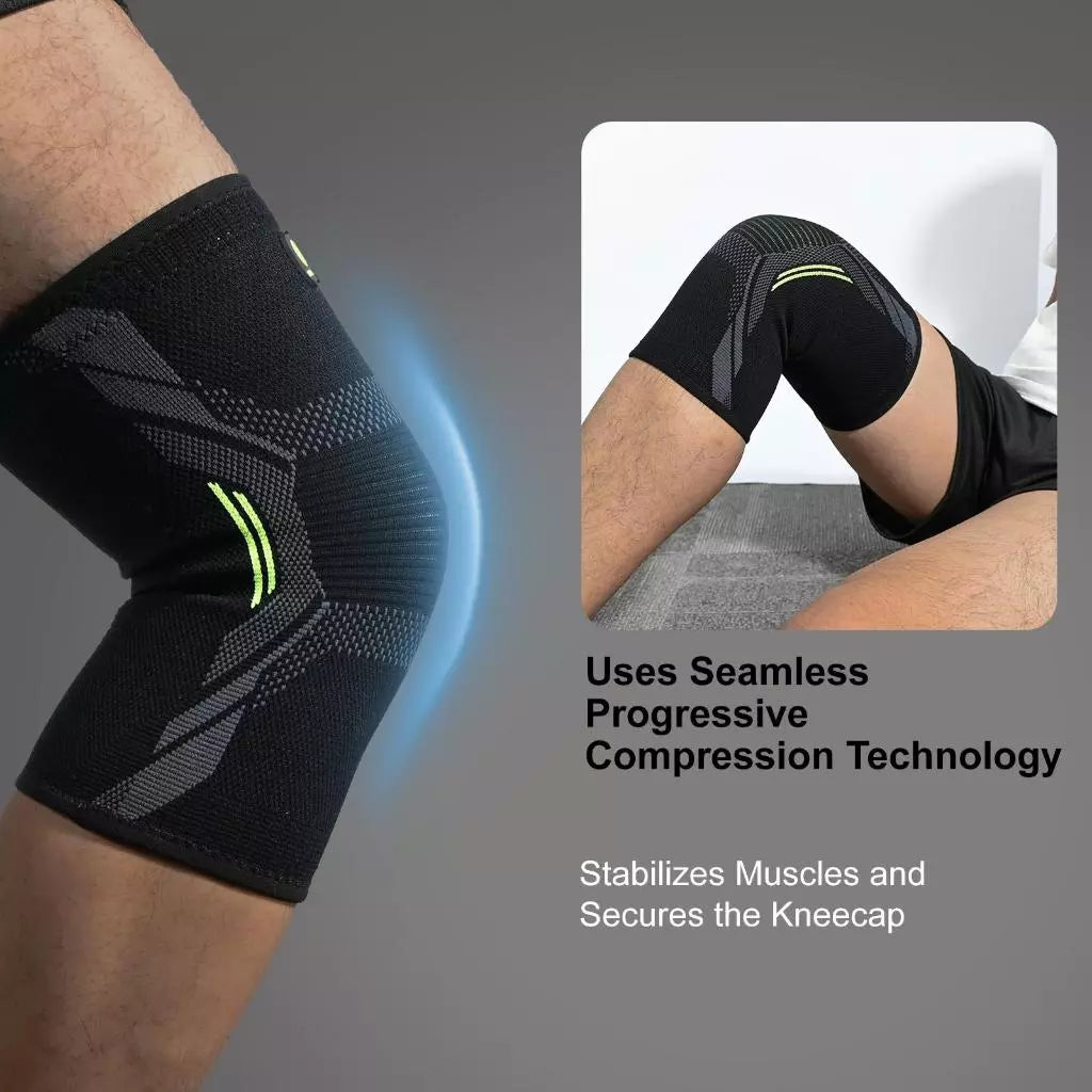 Soloever Knee Brace, Sports Knee Support with Side Spring Stabilizers for Basketball Running Joint Pain Relief for Men Women