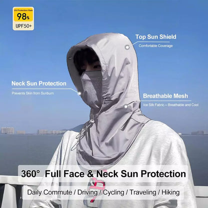 Soloever UPF50+ Sun Protection Face Mask, Breathable Ice Silk UV Protection Neck Cover for Cycling Fishing Outdoor Sports