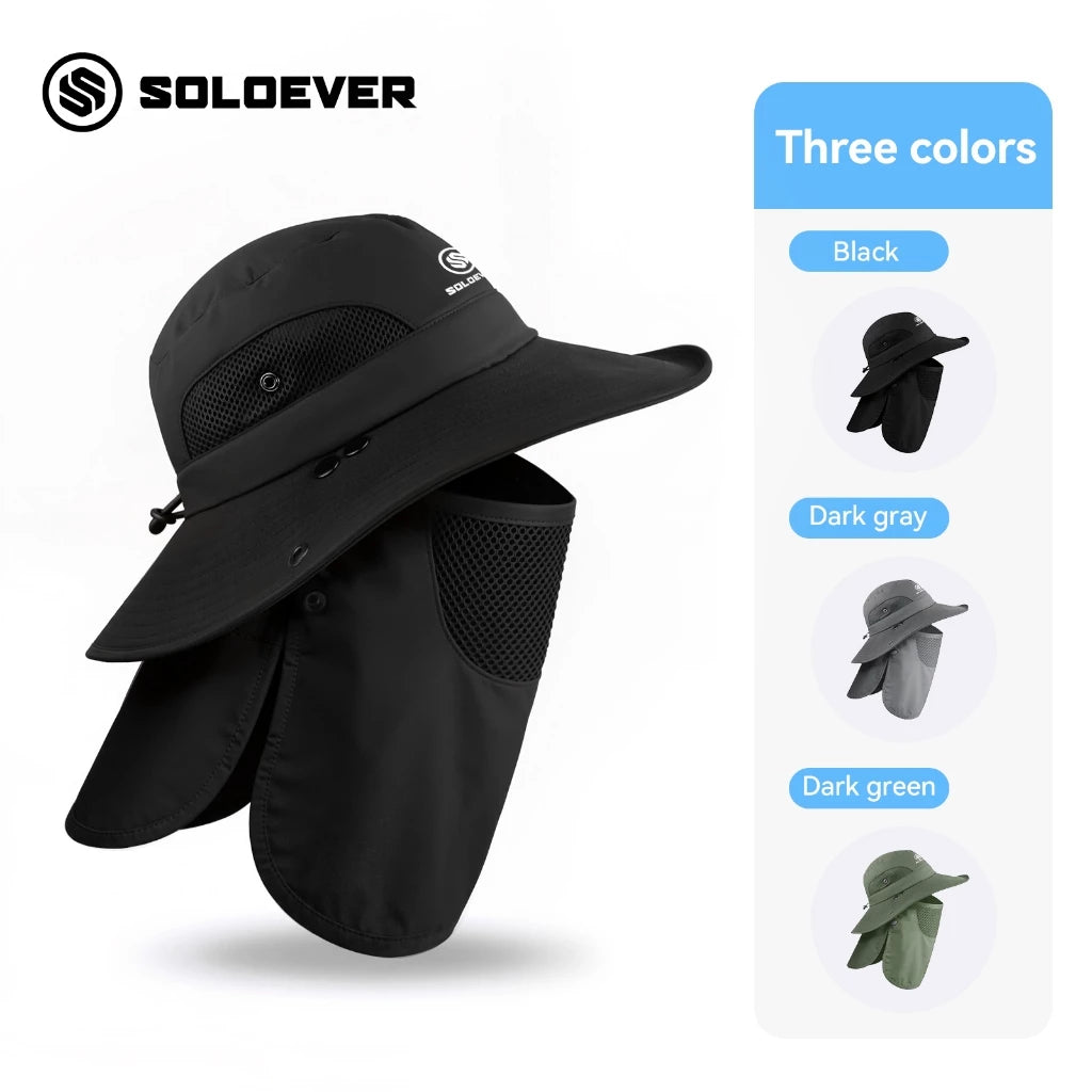 Soloever Wide Brim Sun Hat, 360° UPF50+ Foldable Outdoor Hat for Hiking, Fishing, Surfing