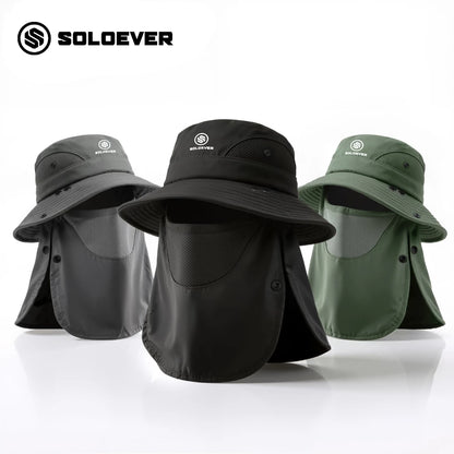 Soloever Wide Brim Sun Hat, 360° UPF50+ Foldable Outdoor Hat for Hiking, Fishing, Surfing