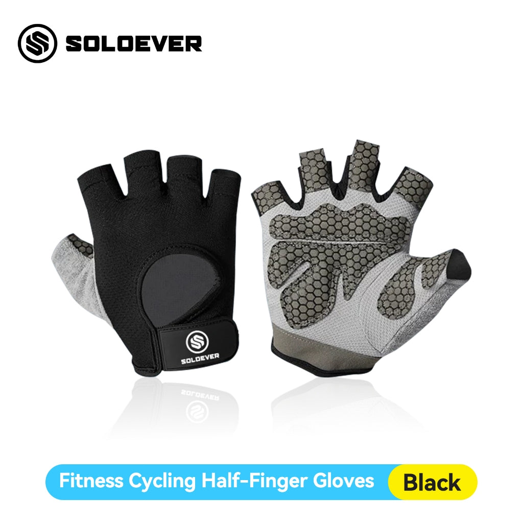 SOLOEVER Half-Finger Dumbbell Gloves, Breathable, Silicone Exercise Gloves, Fitness, Cycling