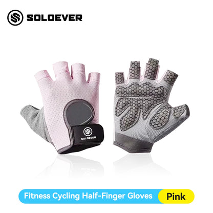 SOLOEVER Half-Finger Dumbbell Gloves, Breathable, Silicone Exercise Gloves, Fitness, Cycling