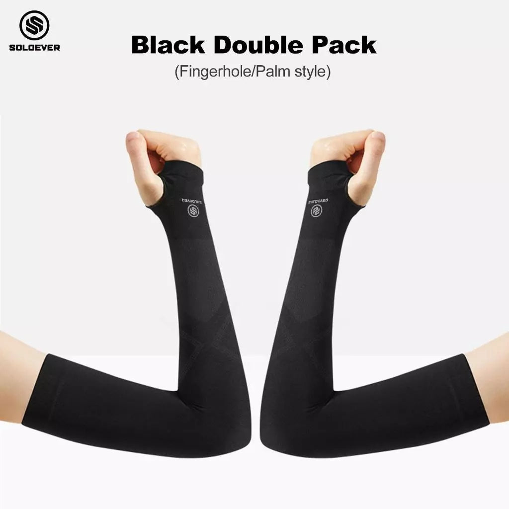 Soloever Arm Sleeves 1 Pair: Summer arm sleeves with finger sleeves, cooling effect for outdoor cycling and sports, exercise, UPF50+