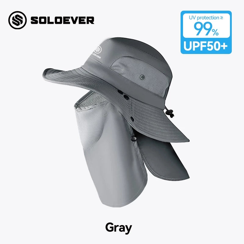 Soloever Wide Brim Sun Hat, 360° UPF50+ Foldable Outdoor Hat for Hiking, Fishing, Surfing